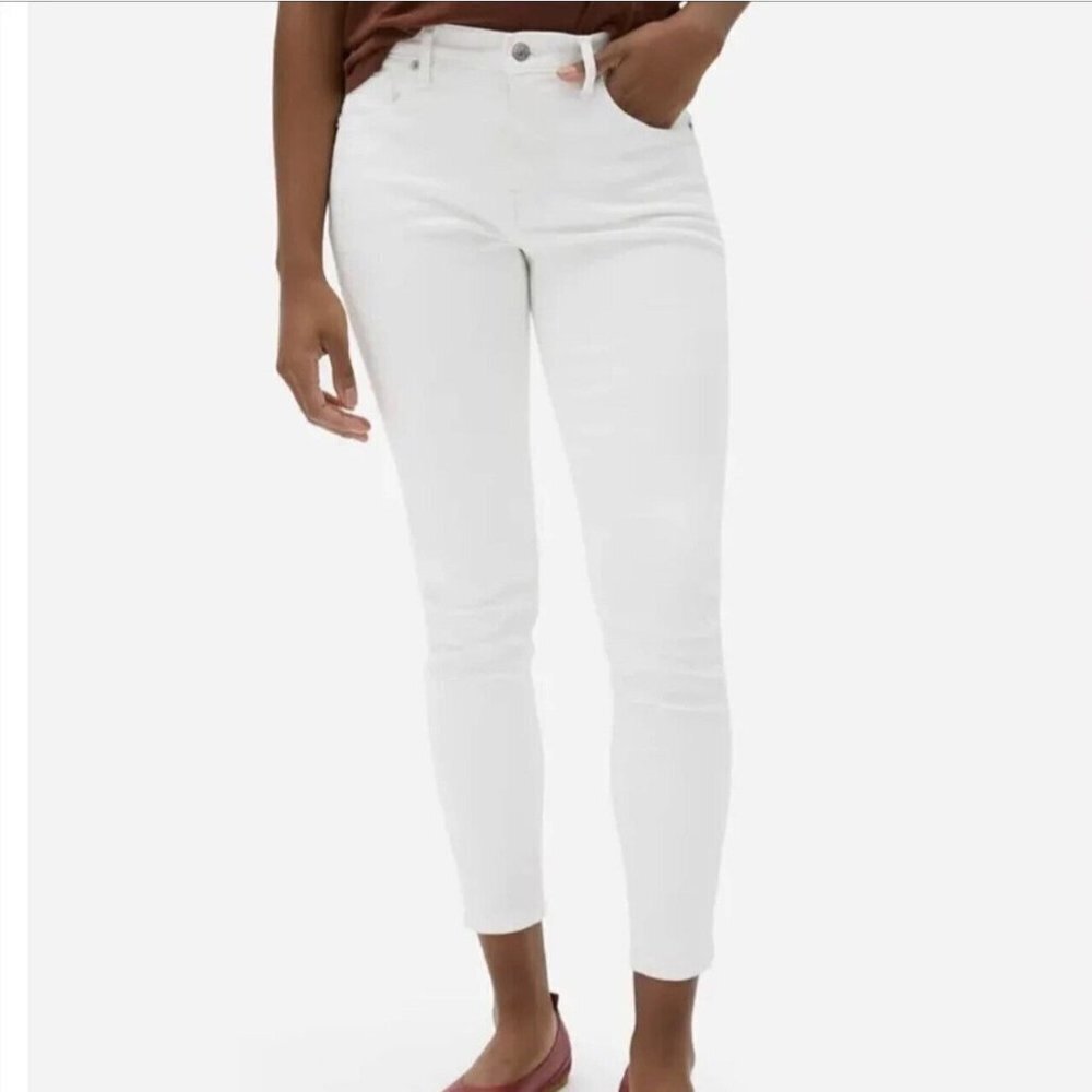 Everlane Jeans White Mid Rise Skinny Ankle Jeans Size 35